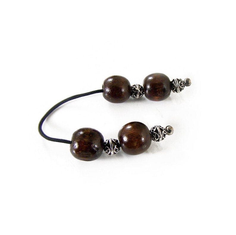 Begleri, worry beads with brown Wood and Silver Plated Beads, Passing Time, Unisex Gifts image 1