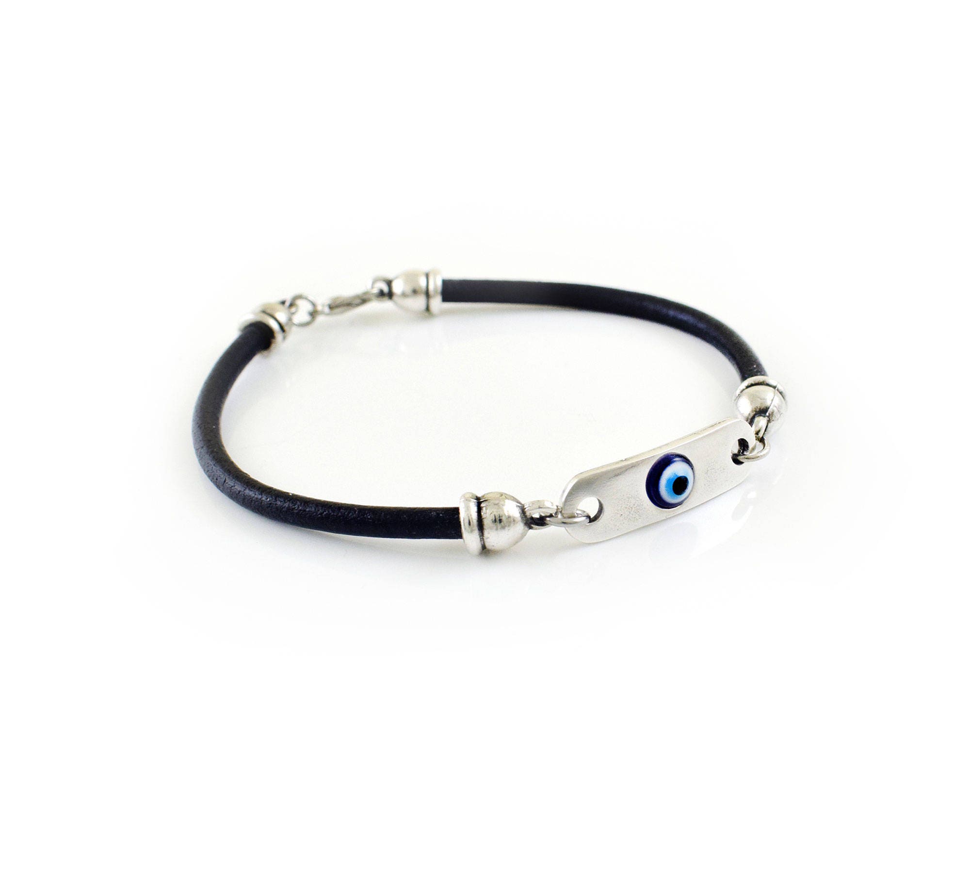 Men Leather Bracelet Evil Eye Bracelet 