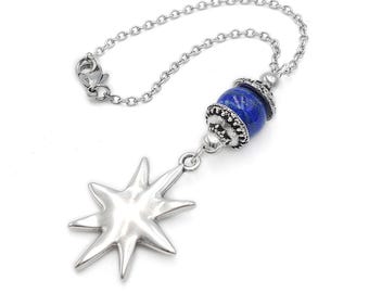Star Car Mirror Charm, Lapis Lazuli Bead, Boho Car Accessory