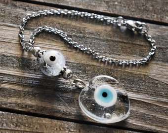 Heart Evil Eye Car Mirror Charm, Hanger Decor Ornament Accessories, Christmas Gift