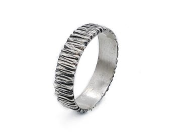 Sterling silver stripe textured ring