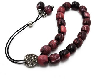 Komboloi, Worry Beads with Crimson Barrel Beads, Christmas gift ideas