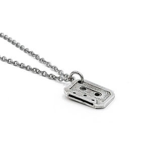 Cassette tape pendant necklace with stainless steel chain, Nostalgic Jewelry Gifts image 3