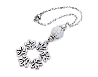 Snowflake car rearview mirror charm hanger, accessory, Choose gemstone