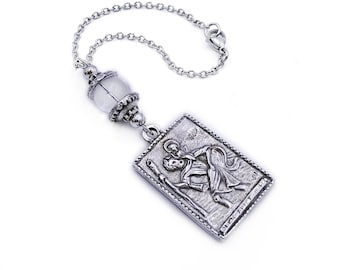 St. Christopher Car Mirror Charm with Mary and Jesus, Large Size