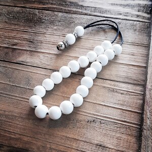 White Agate Worry Beads, Greek Komboloi with Metal Beads, Kompoloi, Christmas Gift Ideas image 4