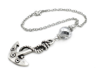 Car mirror hanging accessories, hanger ornament dangler with Silver plated anchor and Crystal Bead