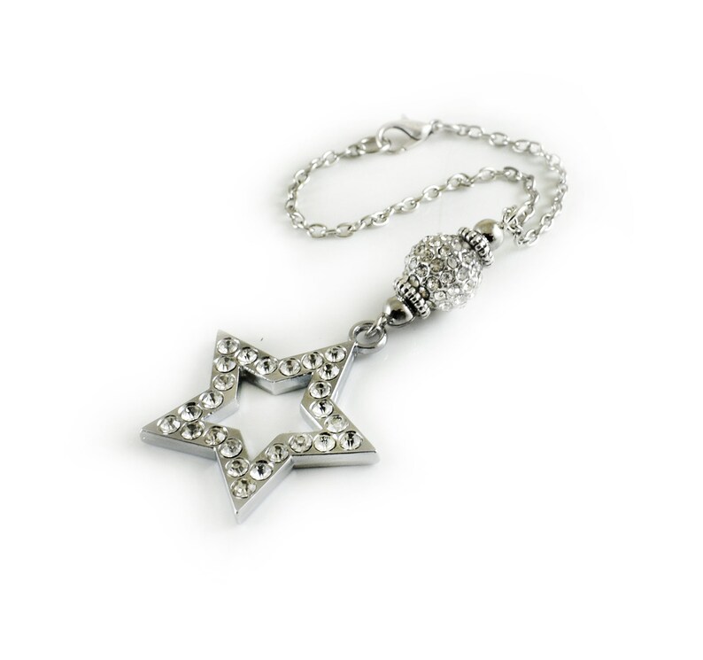 Car Mirror Charm Rhinestone Crystal Star Car Dangler Etsy