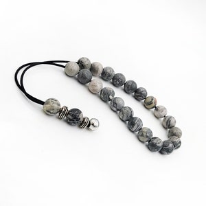 Worry Beads, Greek Komboloi with Grey Jasper Beads, Kompoloi, Unisex Christmas Gift
