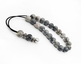 Worry Beads, Greek Komboloi with Grey Jasper Beads, Kompoloi, Unisex Christmas Gift