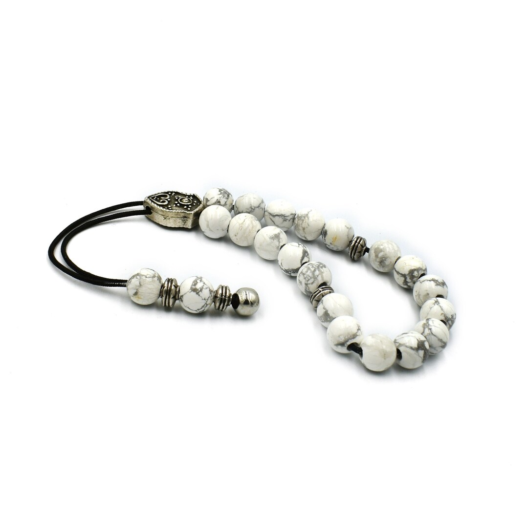 Komboloi Worry Beads With White Howlite Beads and Silver Tone Etsy