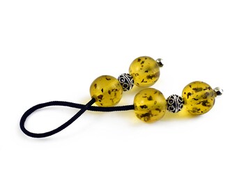 Begleri, Worry Beads, Dark Yellow Acrylic & Silver Tone Metal Beads