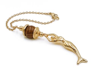 Gold Plated Mermaid Car Mirror Charm with Custom Stone Bead