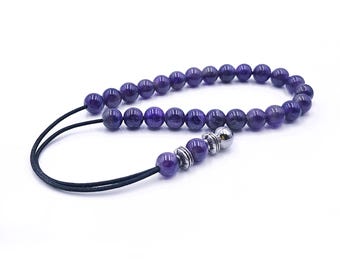 Greek Komboloi Worry Beads with 8mm Purple Amethyst Beads