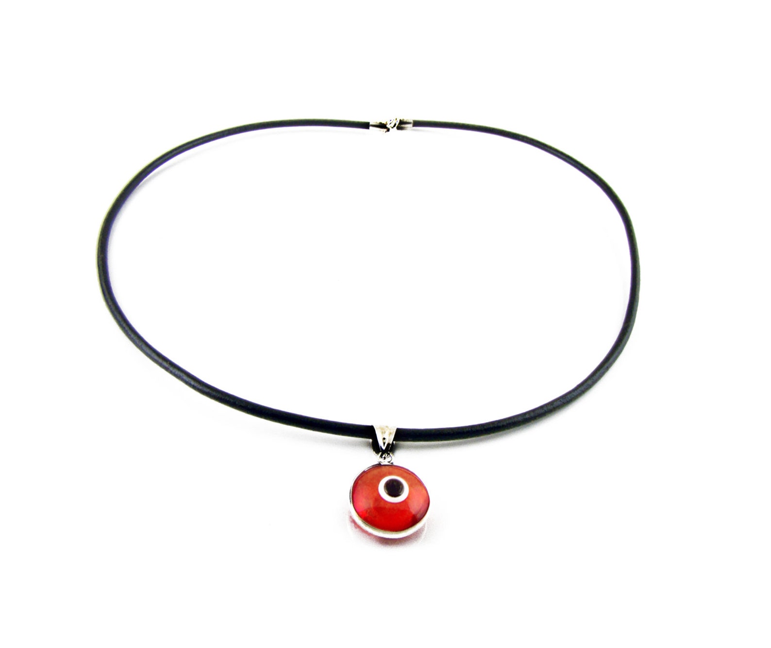 Evil Eye Necklace Red Evil Eye Pendant Silver Eye Charm Etsy