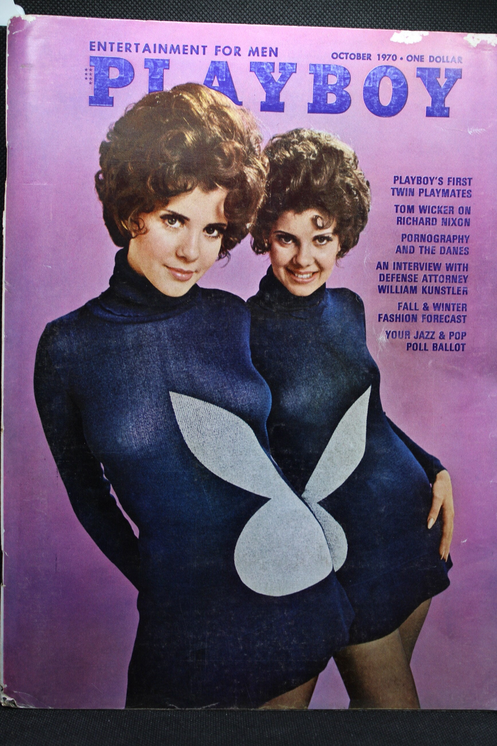 Playboy Magazine October 1970, features identical twins Mary and Madeleine ...