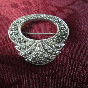 Vintage Marcasite and Sterling Silver Pin