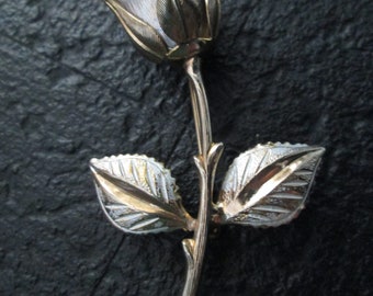 Gorgeous Vintage Rose Brooch done in Gold tone and Silver tone