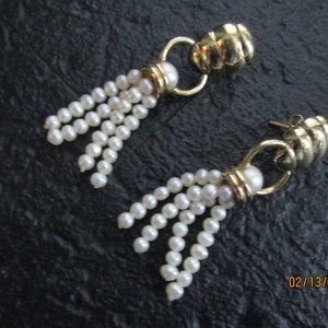 Vintage 14K 585 CEI Yellow Gold and Pearl Earrings 12.41 Grams
