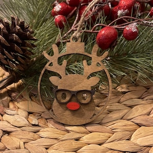 Reindeer Ornament, Nerdy Reindeer Ornament, Rudolph Ornament