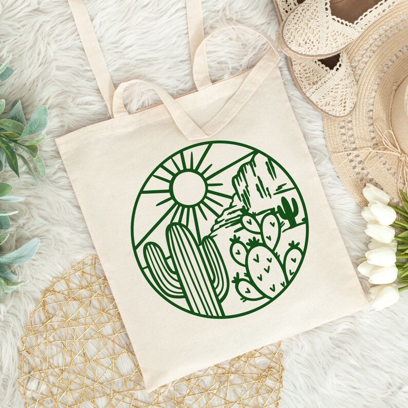 Plant Tote Bag Canvas Tote Bag Cactus Tote Bag Etsy
