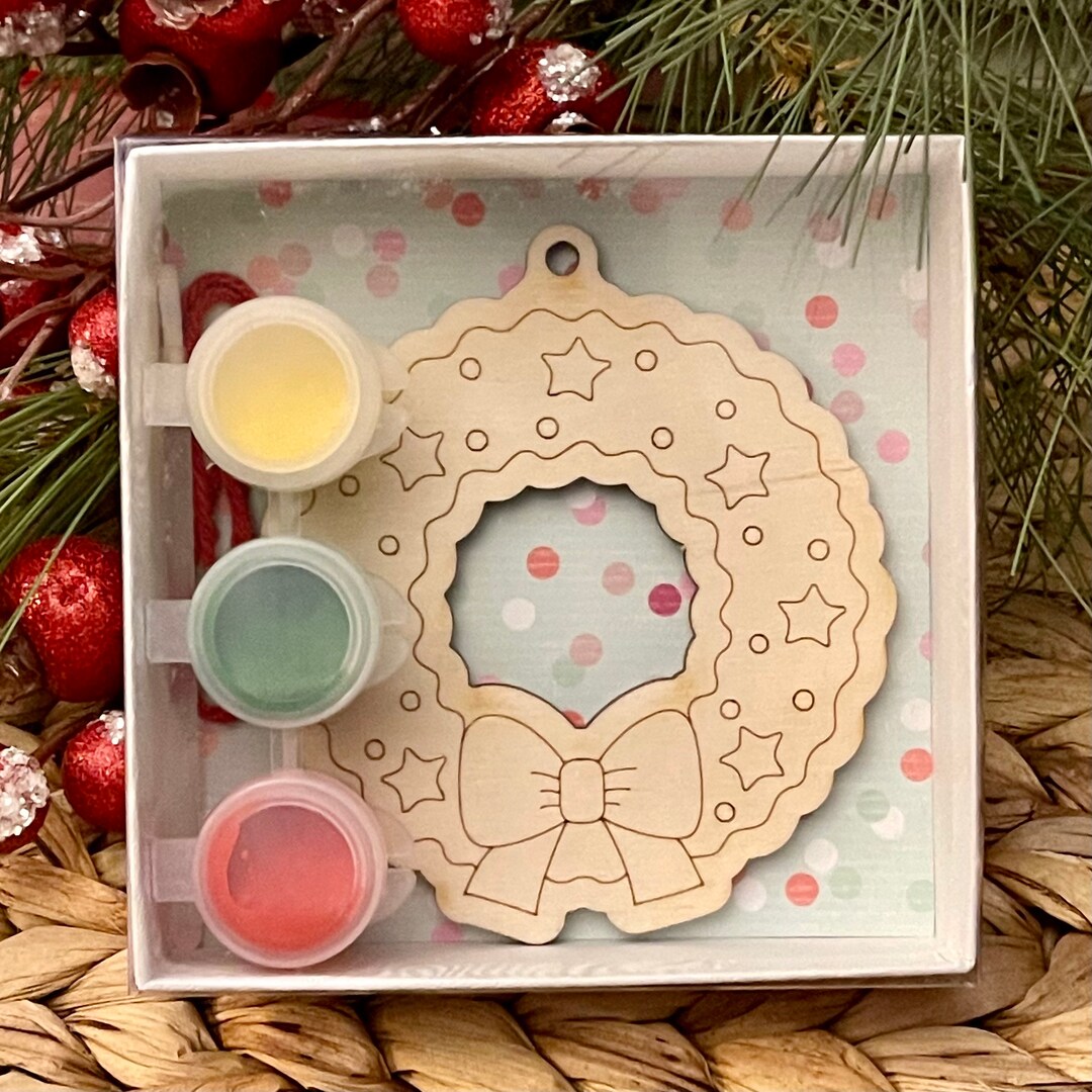DIY Ornament Kit, Kids Ornament Kit, Paint Your Own Ornament, Wreath