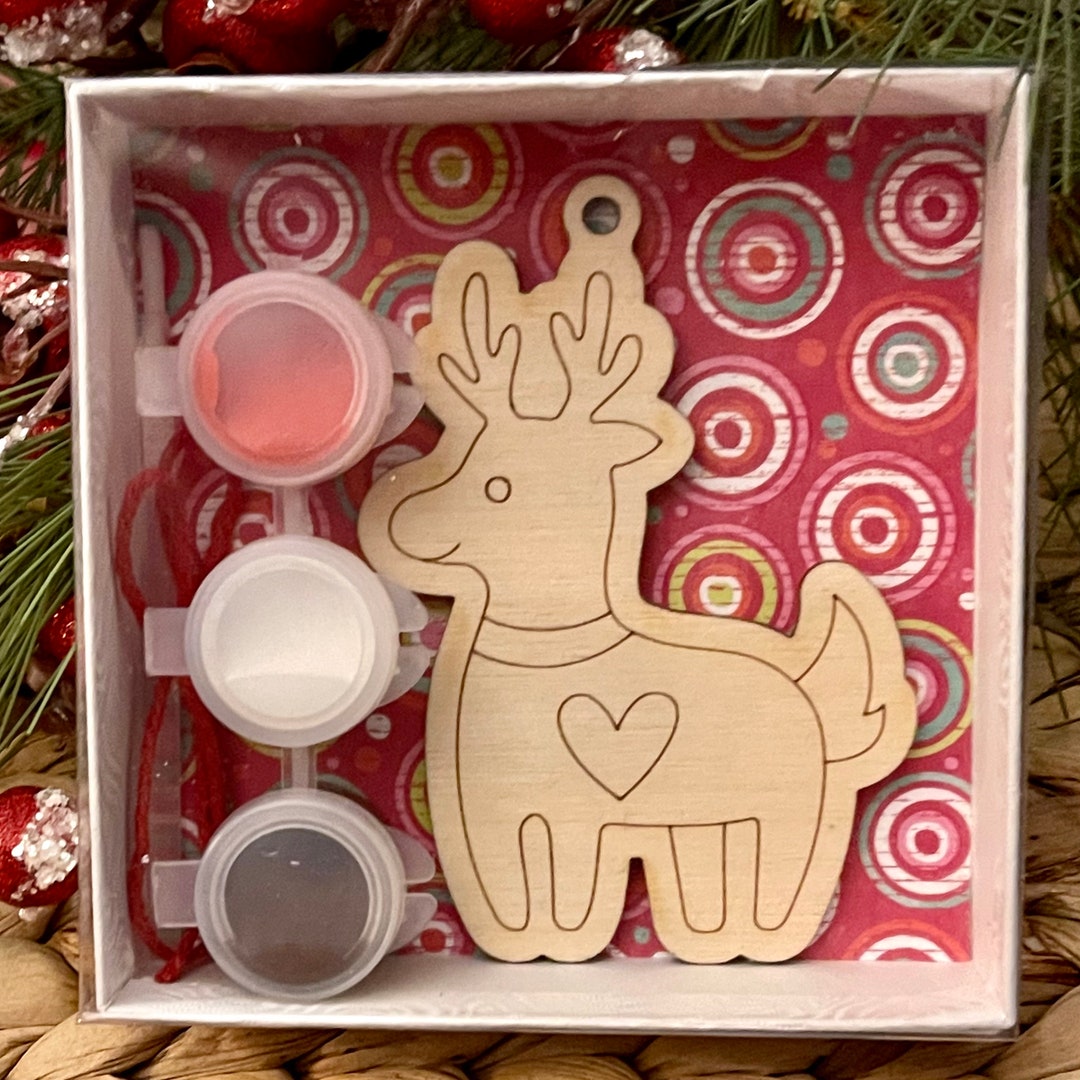 DIY Ornament Kit, Kids Ornament Kit, Paint Your Own Ornament, Reindeer