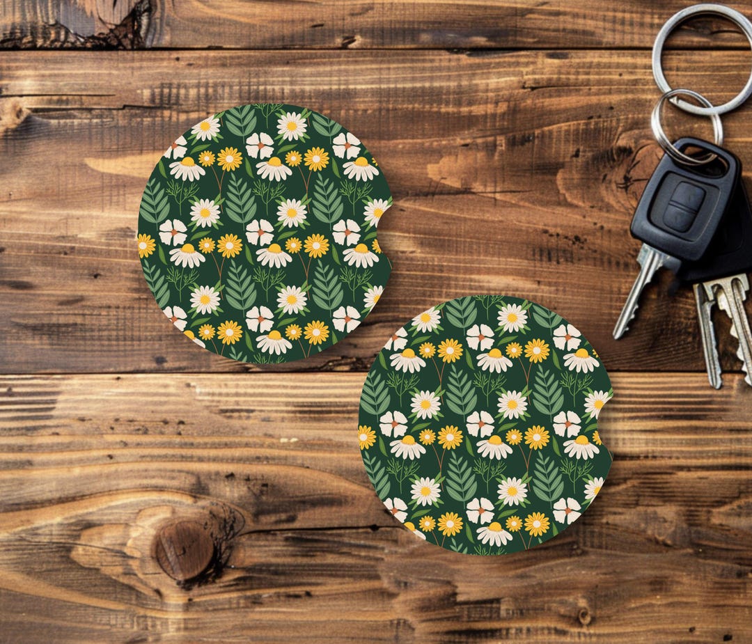 Handmade Ceramic Car Coasters | Set of 2 | 2.6” Absorbent Stone Cup ...