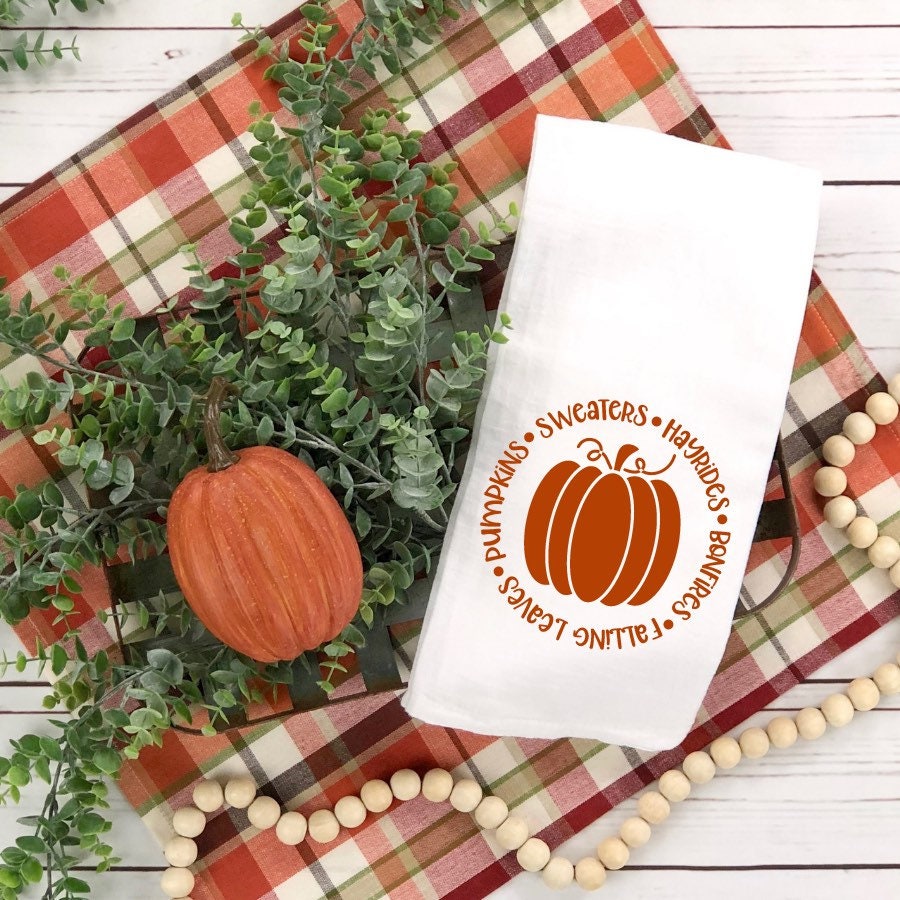 Pumpkin Varieties Fall Kitchen Towel Gift - Fall Decor Flour Sack