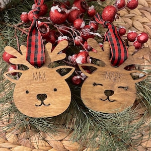 Personalized Reindeer Ornament, Stocking Tag, Personalized Ornament, Kids Ornament