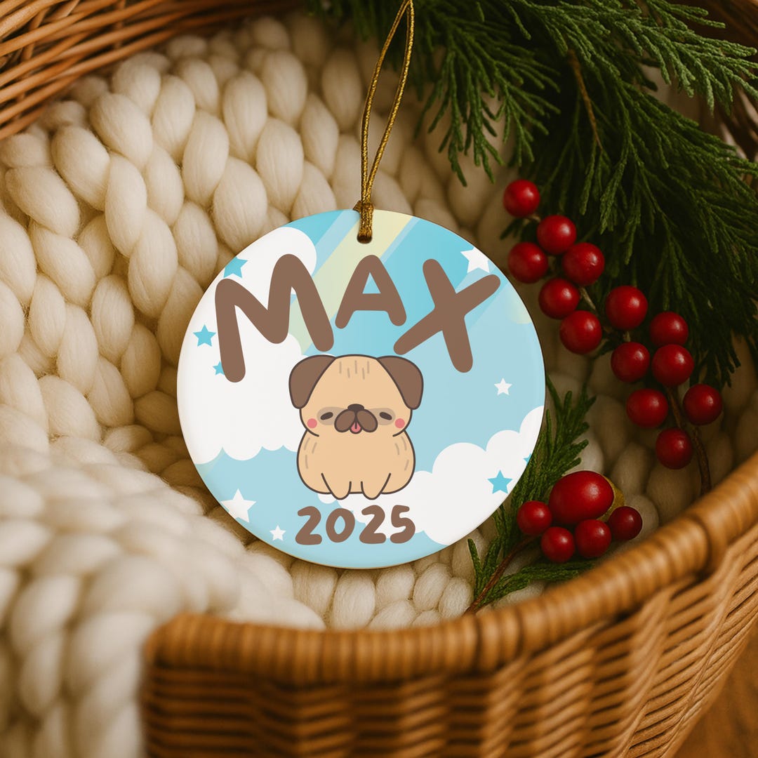 Custom Dog Ornament With Name • Personalized Puppy Ceramic Christmas ...