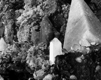 Grotto Crystals - B&W Fine Art Photograph - Original Wall Art