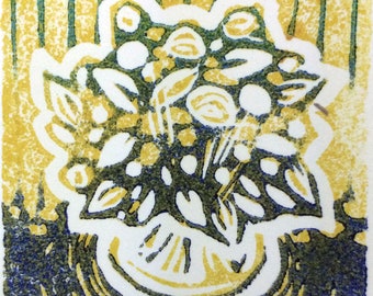 Bouquet of Roses Linoleum Block Print - Etsy