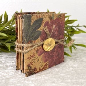 Origami accordion book, handmade book, tuck book, mini journal, miniature book, folding book, flower book