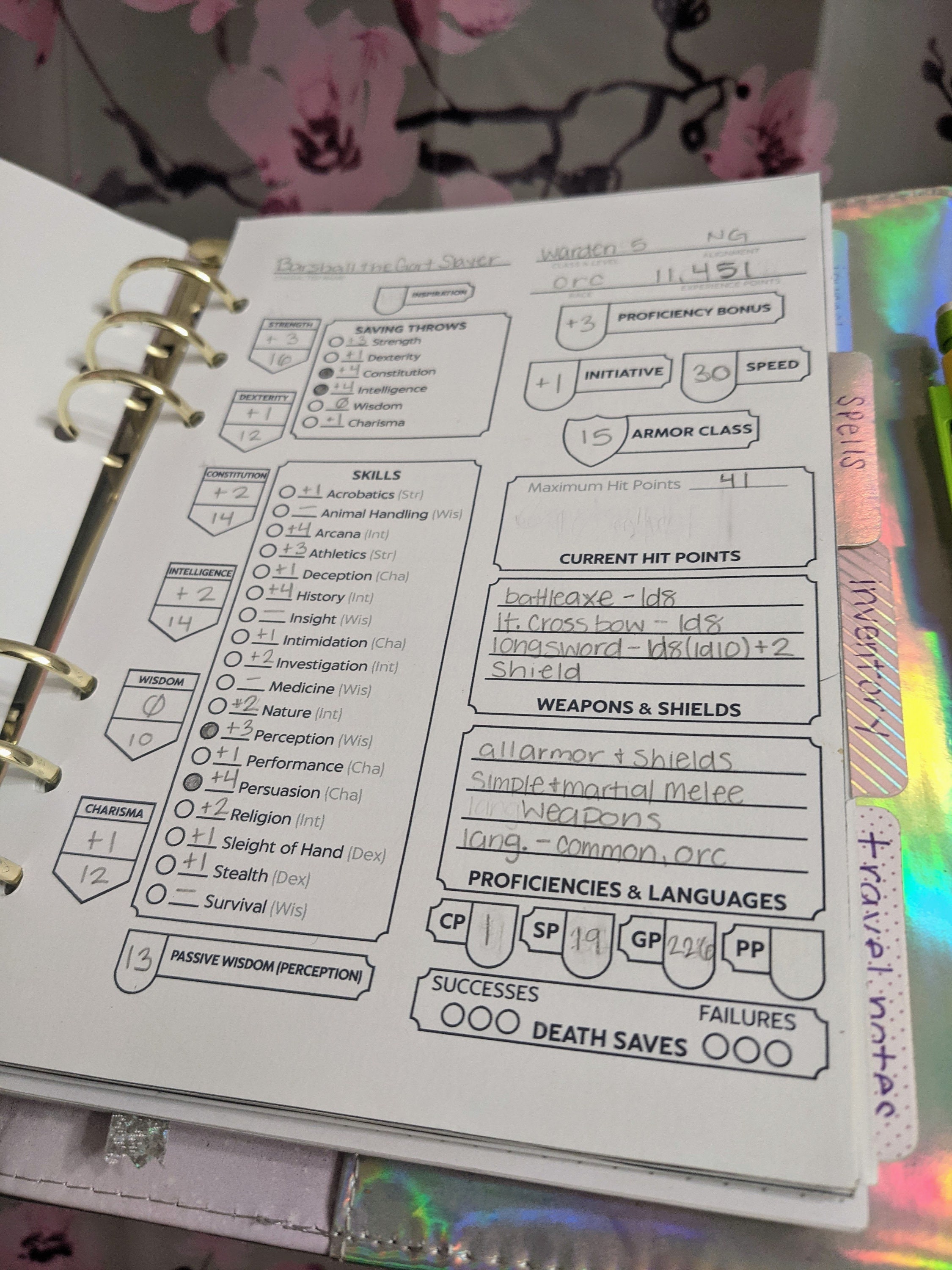 Dnd 5e Character Binder Printable Sheets // Campaign Journal Etsy UK
