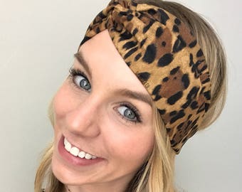 Turban Headband // Leopard Print Turban Twist Headband