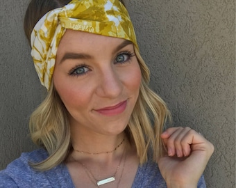 Mustard Splash Turban Twist Headband // Mustard // Yellow // Tie Dye // Gold // Golden //
