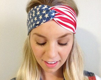 Party in the USA (American Flag) Turban Twist Headband / Fits ALL AGES / Fourth of July / 4th of July / Patriotic / America / Red White Blue