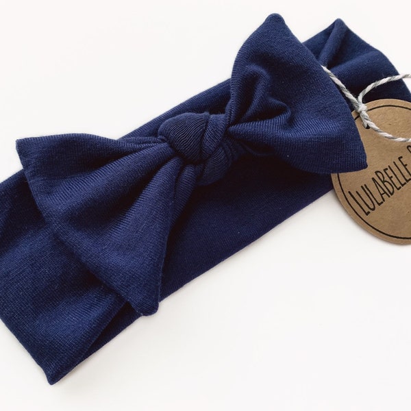 Baby Headband / Navy Blue / Knot Headband / Baby Newborn Infant Toddler / Knotted Bow