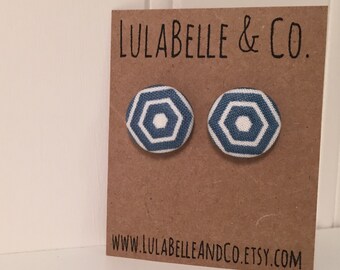 Button Earrings / CLEARANCE!  Hexagons Button Earring