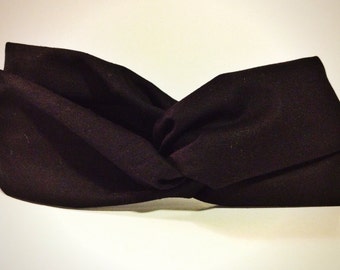 Turban Headband // Solid Black Turban Twist Headband