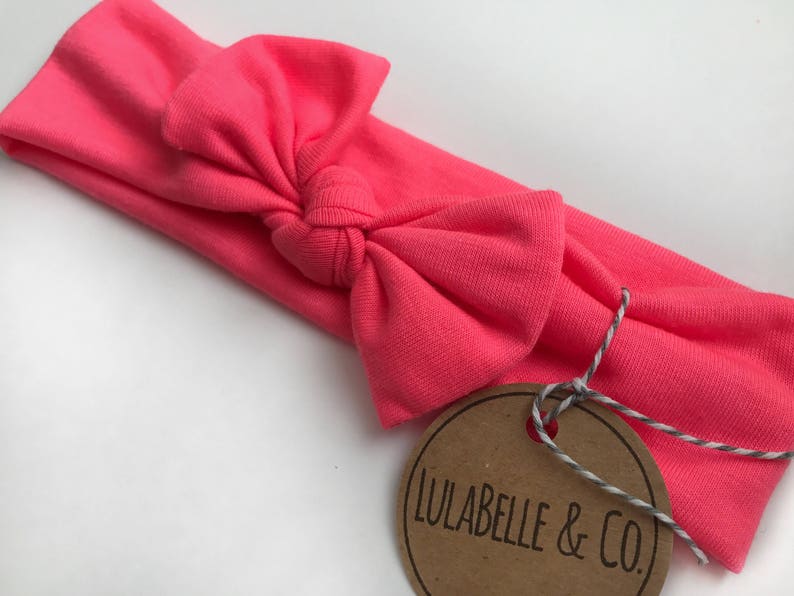 Baby Headband / Neon Pink / Hot Pink / Knot Headband / Baby Etsy