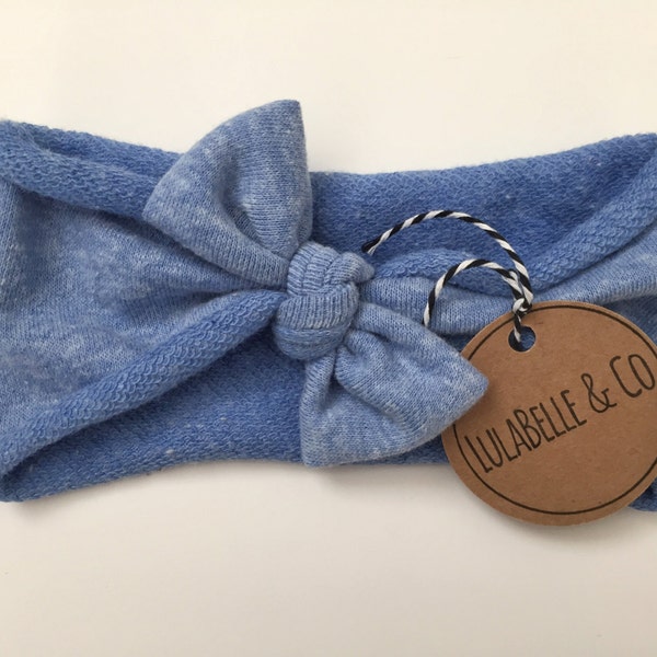 Baby Headband // Cornflower Blue // LulaBelle Hoodie Headband // Sweatshirt Terry // Baby Newborn Infant Toddler // Knotted Headband