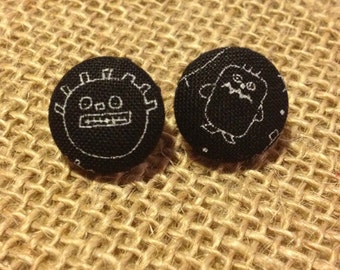 Button Earrings / CLEARANCE!  Lil' Monsters Button Earring