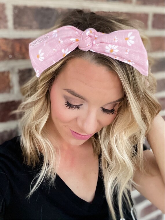 Hair Scarf Blushing Daisies Pink Floral Blush Light Baby
