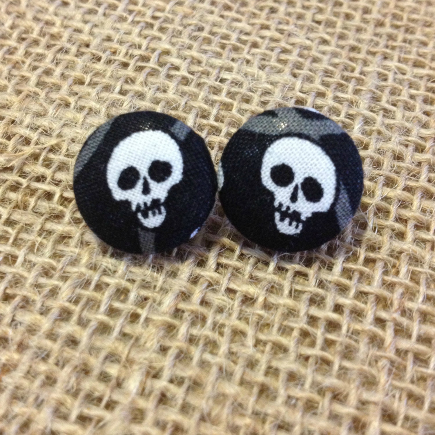 Button Earrings / Skeletons Button Earring | Etsy