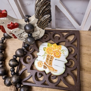 Cowgirl boot/Sunflowers Cookie Stencil - 4 Layer Stencil
