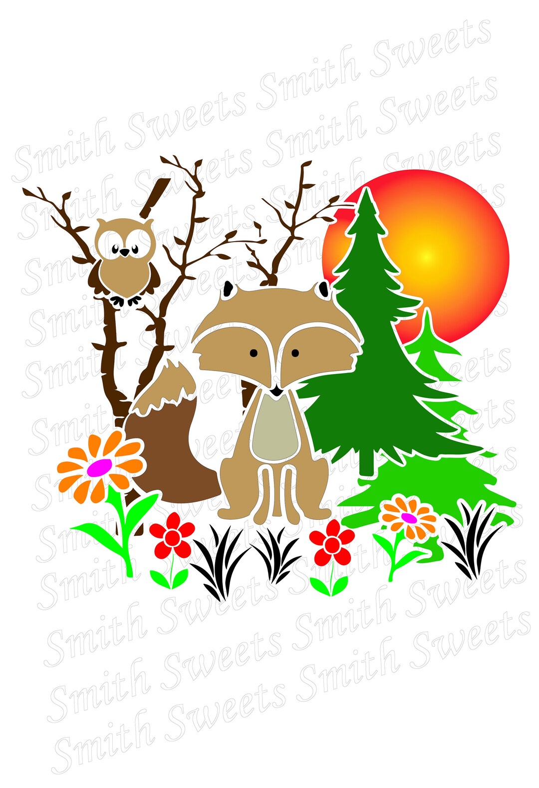 Woodland Racoon - 4 Layer Stencil - Etsy
