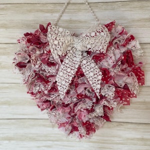 Shabby Valentine Heart, Lace Heart with Pearls, Hanging Heart4