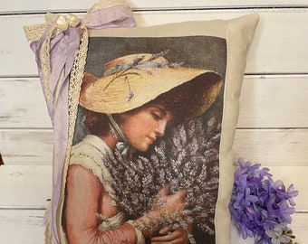 Country Girl with Lavender Pillow